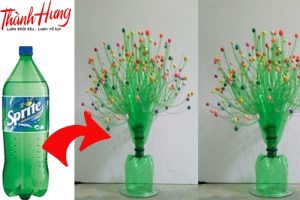 Tái chế chai nhựa thành đồ trang trí.